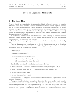 Notes on Unprovable Statements 1 The Basic Idea