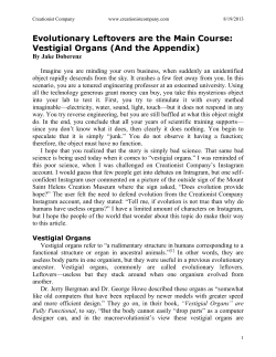 Evolutionary Leftovers are the Main Course: Vestigial