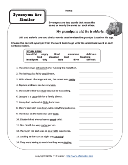 Synonyms are Similar | Synonym Worksheet