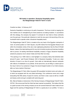 Deutsche Hospitality opens the Steigenberger Hotel El Tahrir in Cairo