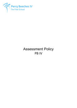 Assessment Policy PBIV - Perry Beeches IV The Free School