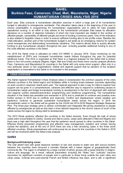 Crisis Analysis Sahel 2016