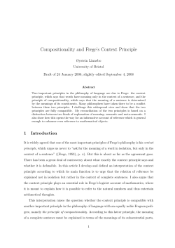 Compositionality and Frege`s Context Principle