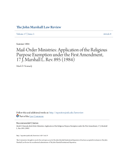 Mail-Order Ministries: Application of the Religious Purpose