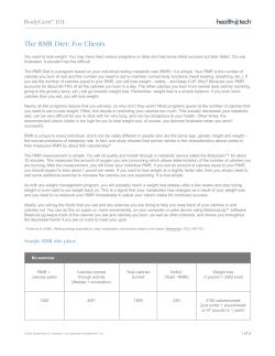 The RMR Diet: For Clients