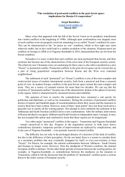 &ldquo;The resolution of protracted conflicts in the post