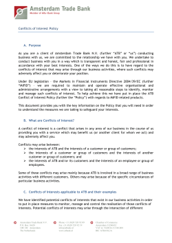ATB MiFID Conflicts - Amsterdam Trade Bank