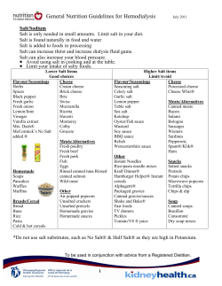 General Nutrition Guidelines for Hemodialysis