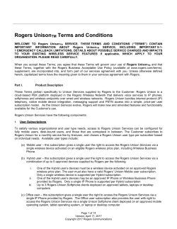 Rogers Unison TM Terms and Conditions