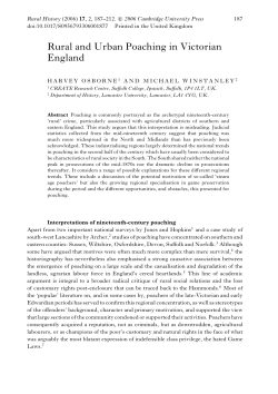 Rural and Urban Poaching in Victorian England
