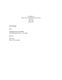US Studies II Daily Class Assignments and Activities 3/12