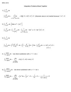 integration-mixed problems worksheet