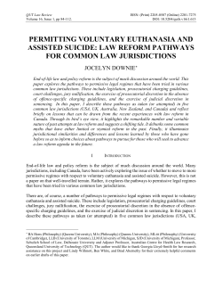Downie, Jocelyn --- "Permitting Voluntary Euthanasia and Assisted