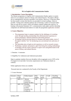 MA in English with Communication Studies