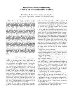 Investigation of Triangular Spamming: a Stealthy and Efficient