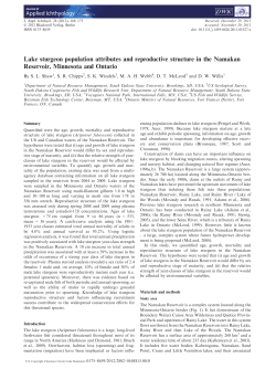 Lake sturgeon population attributes and reproductive structure in the