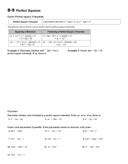 8-9 Perfect Squares - Doral Academy Preparatory School