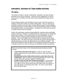 Icebreakers, Energizers