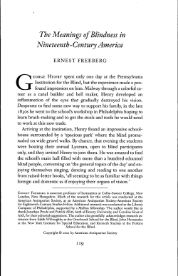 The Meanings of Blindness in Nineteenth-Century