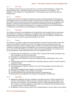10-1-1 Short Title: The Ordinance shall be known and may be