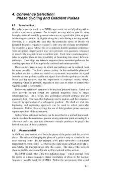 4. Coherence Selection: Phase Cycling and Gradient Pulses