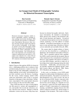 An Unsupervised Model of Orthographic Variation for