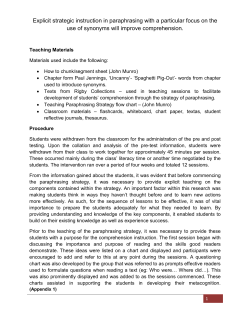 Explicit strategic instruction in paraphrasing