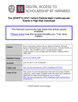 (ENPP1\) Q121 Variant Predicts Major Cardiovascular Events in
