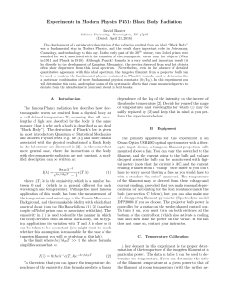 Experiments in Modern Physics P451: Black Body Radiation