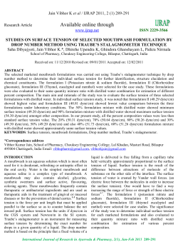 studies on surface tension of selected mouthwash