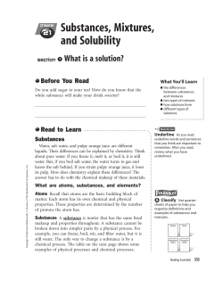 Substances, Mixtures, and Solubility
