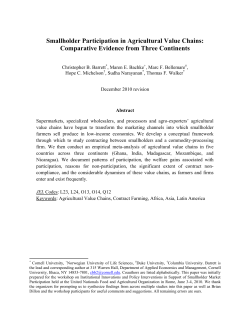 Smallholder Participation in Agricultural Value Chains: Comparative