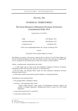 2014 No. 269 OVERSEAS TERRITORIES The Syria (Restrictive