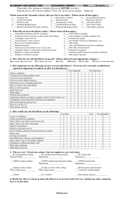 In-Library Survey Form LSM - Rutgers University Libraries