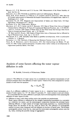 Analysis of Some Factors Affecting Water Vapour Diffusion in Soils