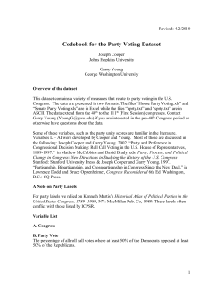 Codebook for the Party Voting Dataset