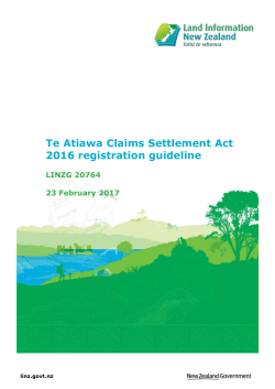 Te Atiawa Claims Settlement Act 2016 registration guideline