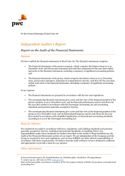 Independent Auditor`s Report