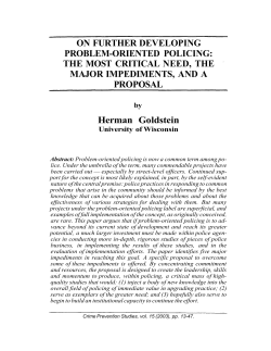 On Further Developing Problem-Oriented Policing
