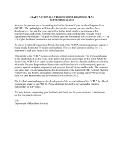 DRAFT NATIONAL CYBER INCIDENT RESPONSE PLAN