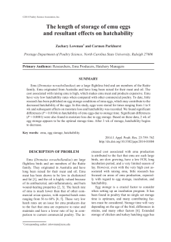 The length of storage of emu eggs and resultant effects on hatchability