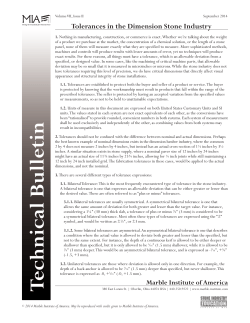 Technical Bulletin Tolerances in the Dimension