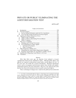 private or public? eliminating the gertz defamation test