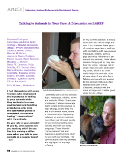 Talking to Animals in Your Care: A Discussion