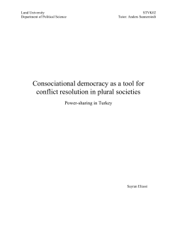 Consociational democracy as a tool for conflict resolution in plural