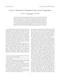 Levels of Abstraction in Orangutan (Pongo abelii) Categorization