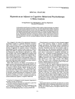 Hypnosis as an Adjunct to CBT