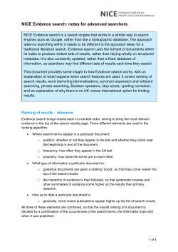NICE Evidence search: notes for advanced searchers