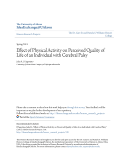 Effect of Physical Activity on Perceived Quality of Life of an Individual