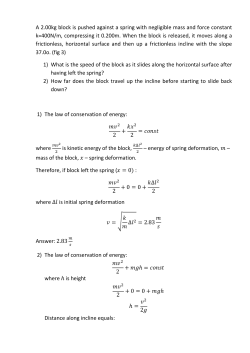 A 2.00kg block is pushed against a spring with negligible mass and